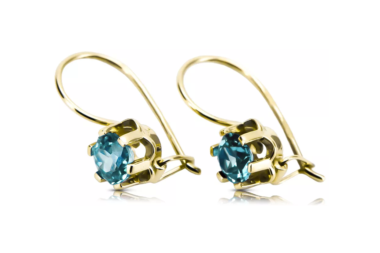 Cercei Vintage Craft  Acvamarin Aur galben 14K vec019y